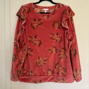 Women’s LC Lauren Conrad Ruffle Shoulder Sweatshirt Plus Size 1X